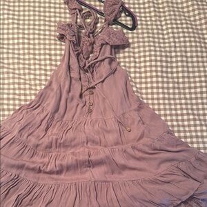 Free People Mauve Ruffled Mini Dress